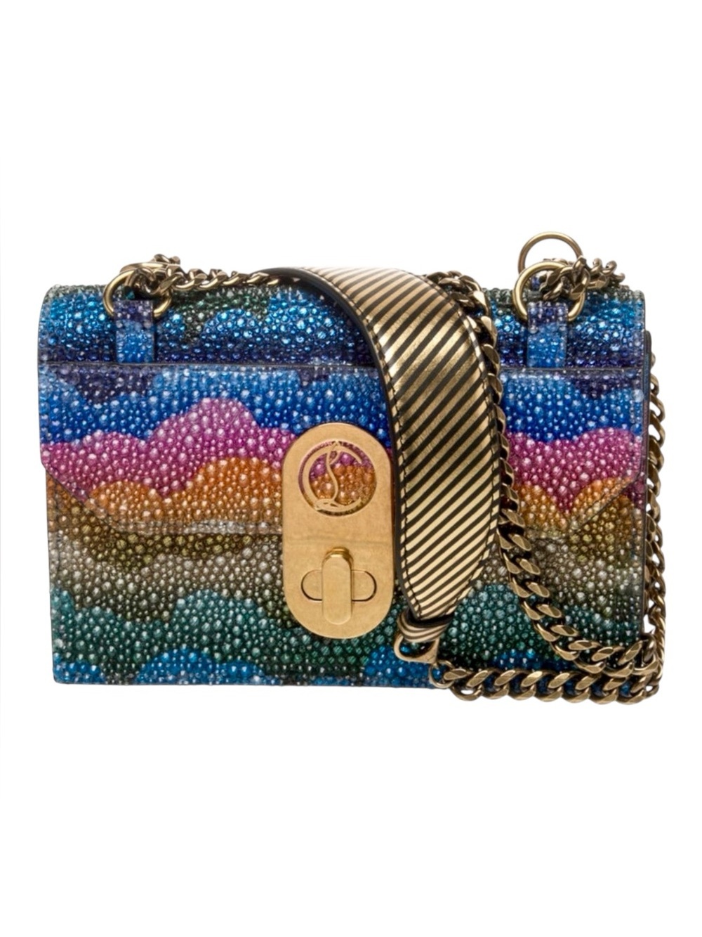 Limited Edition Christian Louboutin Elisa Mini
Multicolor  Strass Shoulder Bag